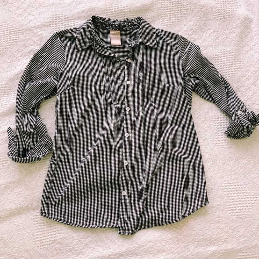 White stag black and white gingham button down